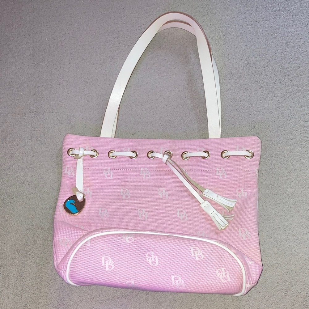 Dooney & Bourke Light Pink Tote with White Accents has some dirt spots